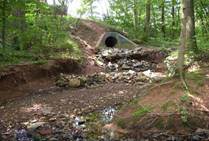 Erosion at stormdrain discharge in Sugarland Runs
